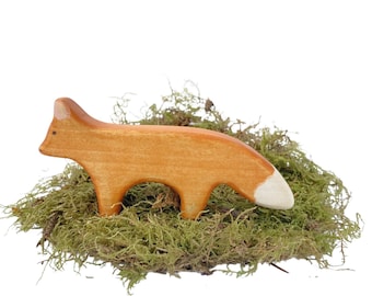 fox wooden waldorf toy for toddlers , forest animal toys for imaginative play,  fox miniature figurine