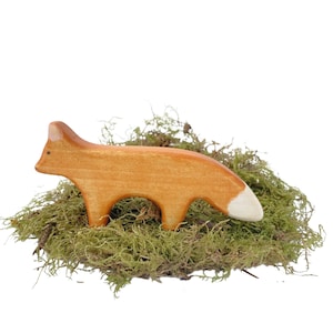 fox wooden waldorf toy for toddlers , forest animal toys for imaginative play,  fox miniature figurine