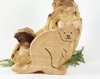 quokka wooden animal toy, waldorf animals, cute animal figurine