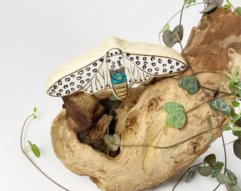 Giant Leopard Moth Wooden Figurine: Handcrafted Waldorf Toy