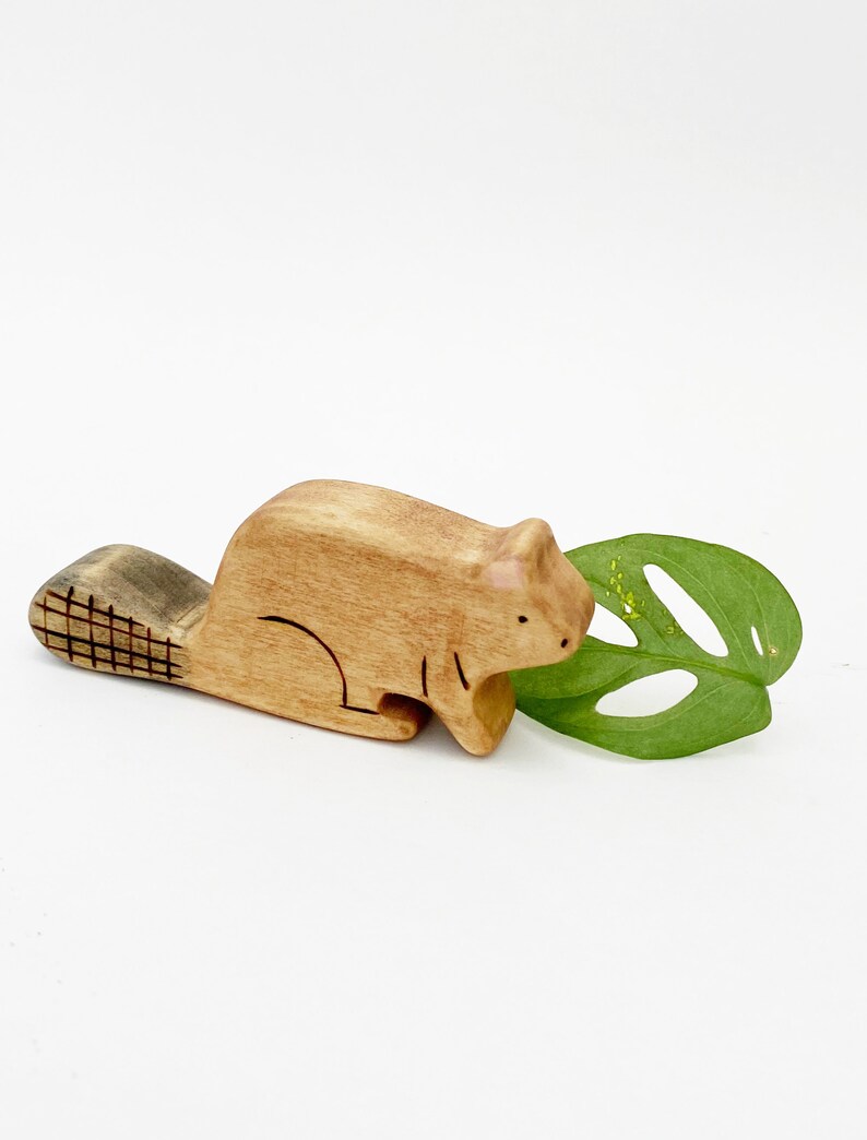 beaver wood toy, waldorf animal toys, forest animal wooden figurine image 3