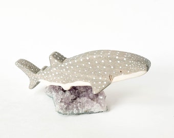 whale shark wooden toy, shark figurine, ocean animal toys, wood waldorf toy, birthday gift for toddler, small world play