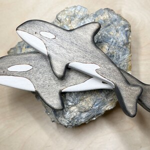 Handmade Wooden Orca Figurine: Waldorf Ocean Animal Toy