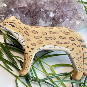 ocelot wooden animal toy, waldorf animal toys, cat wood figurine, jungle cat wood toys image 4