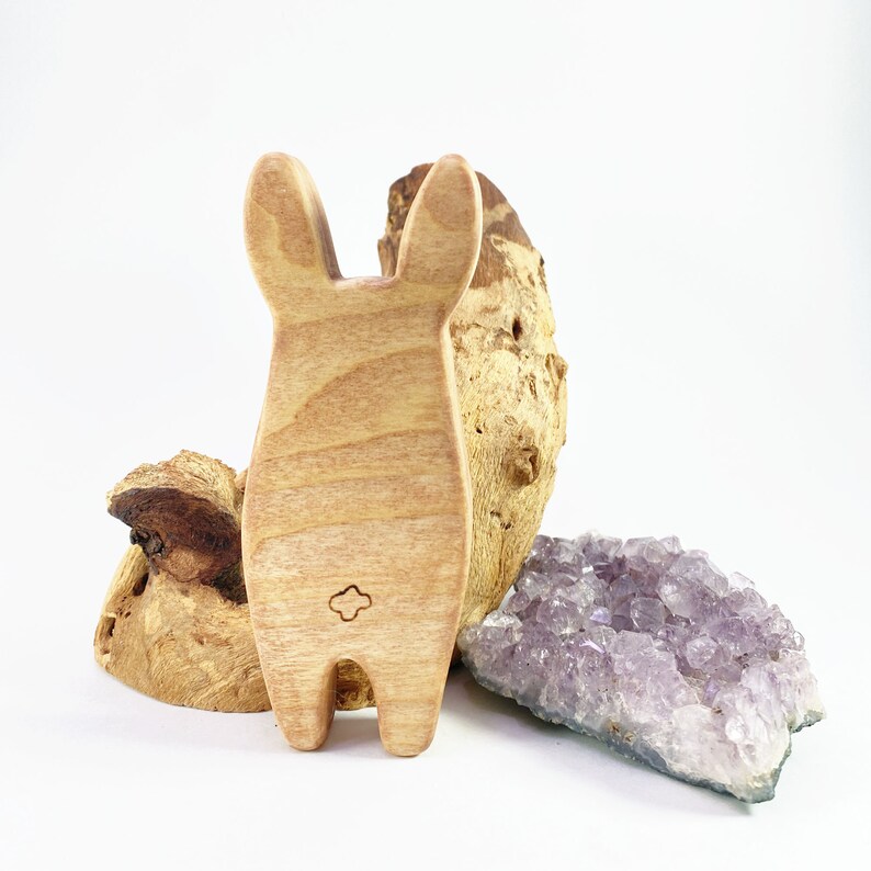 jouet en bois lapin, jouets animaux en bois, cadeau de panier de Pâques pour les tout-petits, jouets animaux waldorf image 3