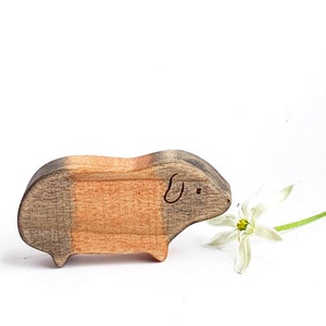 guinea pig wooden animal figurine, wooden toys for kids image 3