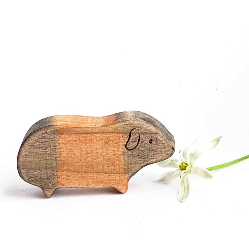 guinea pig wooden animal figurine, wooden toys for kids image 3