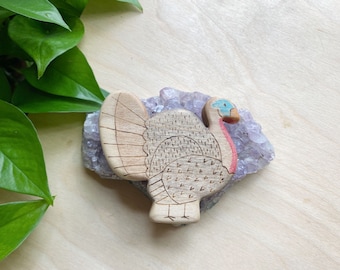 turkey waldorf inspired toy for toddlers, wooden animal toys