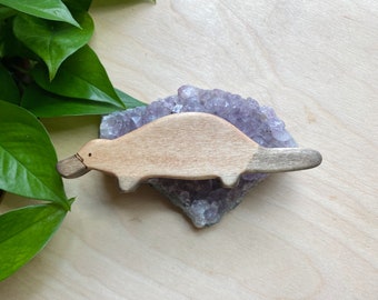 Handmade Wooden Platypus Toy: Waldorf Animal Figurine