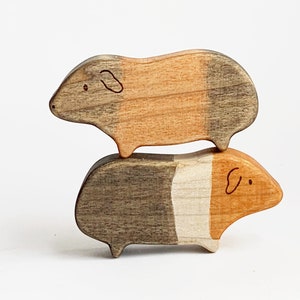 guinea pig wooden animal figurine, wooden toys for kids image 2