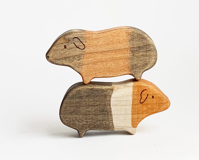 guinea pig wooden animal figurine, wooden toys for kids image 2