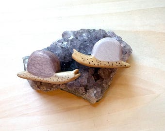 tiny snail wooden figurine, miniature animal, wooden toys for toddlers