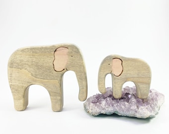 wooden animals, elephant wood toy, waldorf kid toys, elephant figurine