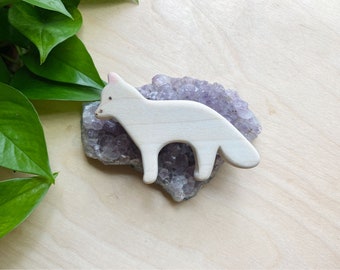 Handmade Arctic Fox Wooden Toy: Toddler Gift, Wood Figurine