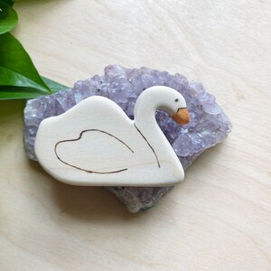 Swan Wooden Waldorf Toy: Handmade Animal Figurine, Cake Topper