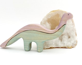 jouet en bois brontosaure, jouets en bois de dinosaure pour les enfants