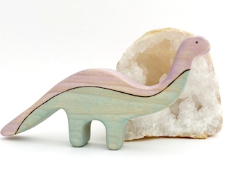 wooden toy brontosaurus, dinosaur wood toys for kids