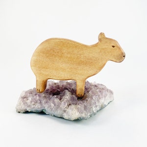 waldorf wooden toys, capybara animal figurine, wood toys for toddlers image 2