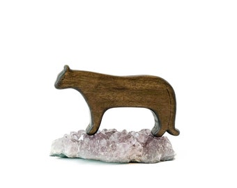 Animal jouet en bois panthère, jouets animaux waldorf en bois pour les tout-petits, figurine panthère