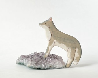 Wooden Wolf Figurine: Forest Animal Wooden Toys