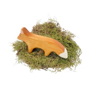fox wooden waldorf toy for toddlers , forest animal toys for imaginative play, fox miniature figurine image 3
