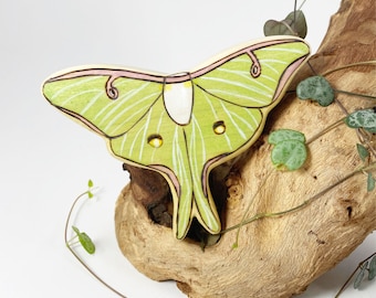 Luna Moth wooden animal toy, gift for nature lover, natural wooden toys