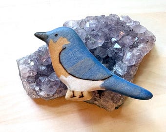 bluebird wooden animal toy, waldorf wood toys for toddlers, bird figurine for nature table