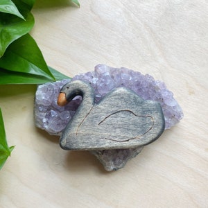 Handmade Black Swan Wood Figurine: Waldorf Animal Toy