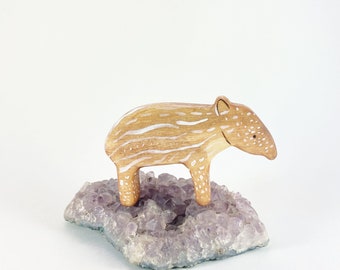 wooden tapir figurine, Waldorf animal toy for toddlers