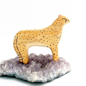 cheetah wooden animal toy, big cat figurine,  waldorf toys for imaginative play