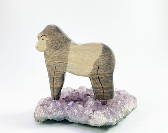 gorille de jouet animal en bois, figurine de gorille, jouets naturels pour les enfants