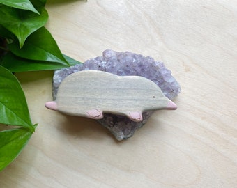 Miniature Mole Figurine : Handmade wooden animal toy