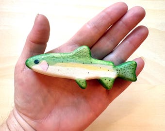 miniature chinook salmon figurine, fish wooden toy