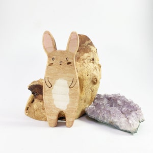 jouet en bois lapin, jouets animaux en bois, cadeau de panier de Pâques pour les tout-petits, jouets animaux waldorf image 1