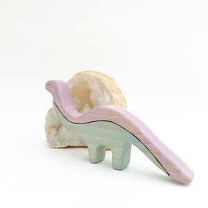 wooden toy brontosaurus, dinosaur wood toys for kids image 3