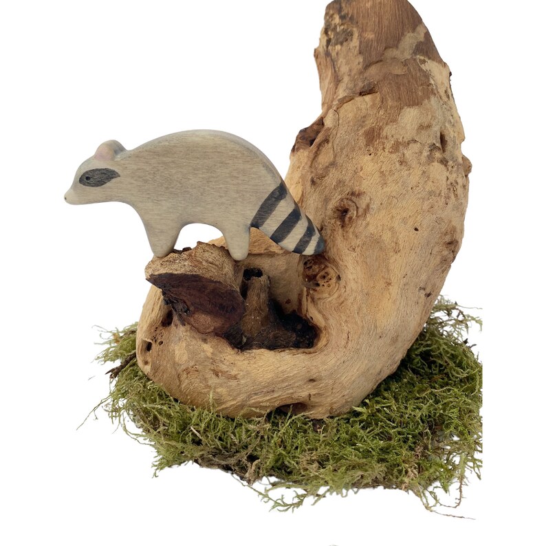 wooden toy animals, raccoon toy figurine, forest animal toys for toddlers image 3