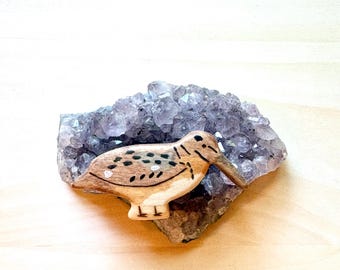 woodcock bird wooden figurine, wood toy animals