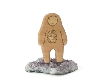 bigfoot wooden figurine, wood toys for toddlers, cryptid figurine