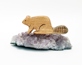 beaver wood toy, waldorf animal toys, forest animal wooden figurine