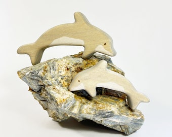 animal wooden toys, grey dolphin figurines, waldorf wood toys, ocean animal toys for pretend play