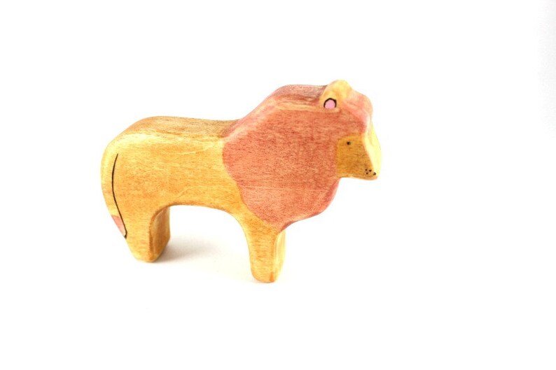 Lion Wooden Waldorf Animal Toy for Toddlers Etsy