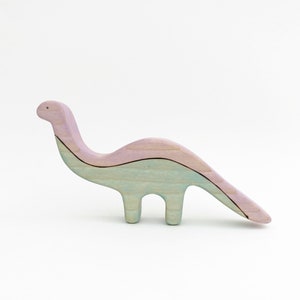 wooden toy brontosaurus, dinosaur wood toys for kids image 6