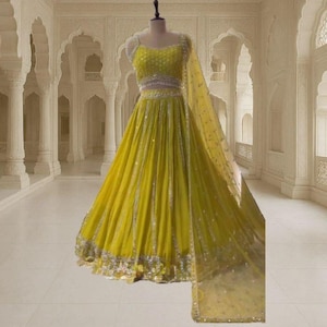 Yellow Lehenga Choli: Indian Wedding Wear, Embroidery & Sequins