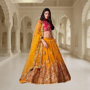 Yellow Lehenga Choli: Indian Wedding Wear - Embroidery & Sequins