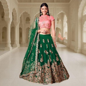 Green Lehenga Choli: Indian Wedding Wear, Embroidery & Sequins