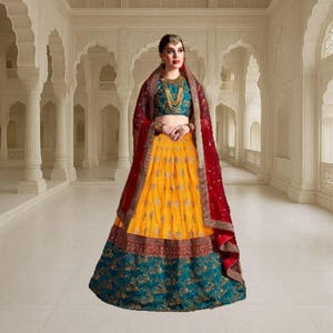 Yellow Lehenga Choli: Zari Sequins & Dori Embroidery Indian Wedding Wear