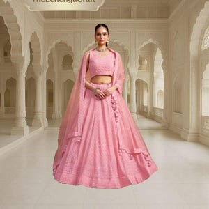 rosa lehenga choli für frauen indische designer hochzeit abnutzung engagement tragen abnutzung aufnahme tragen funktionsabnutzung chaniya choli für indisches outfit