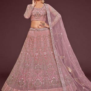 Pink lehenga choli for women indian designer wedding wear engagment wear reception wear function wear chaniya choli for girl indian outfit