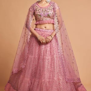 pink lehenga choli for women indian designer wedding wear engagment wear reception wear function wear chaniya choli for girl indian outfit