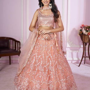 pink lehenga choli for women indian designer wedding wear engagment wear reception wear function wear chaniya choli for girl indian outfit